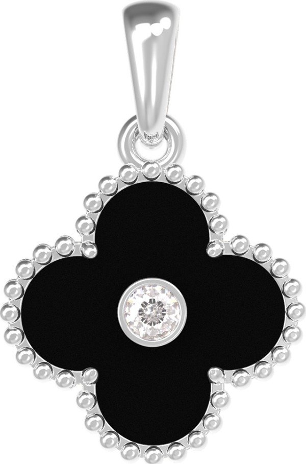 Подвеска из белого золота c бриллиантами и ониксом