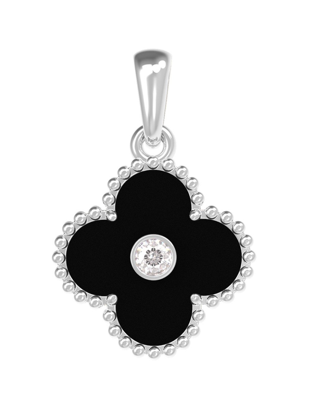 Подвеска из белого золота c бриллиантами и ониксом