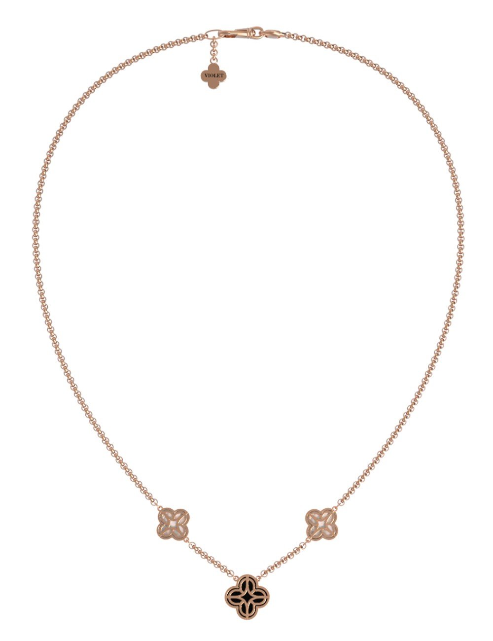 Колье из золота c бриллиантами, ониксом и перламутром