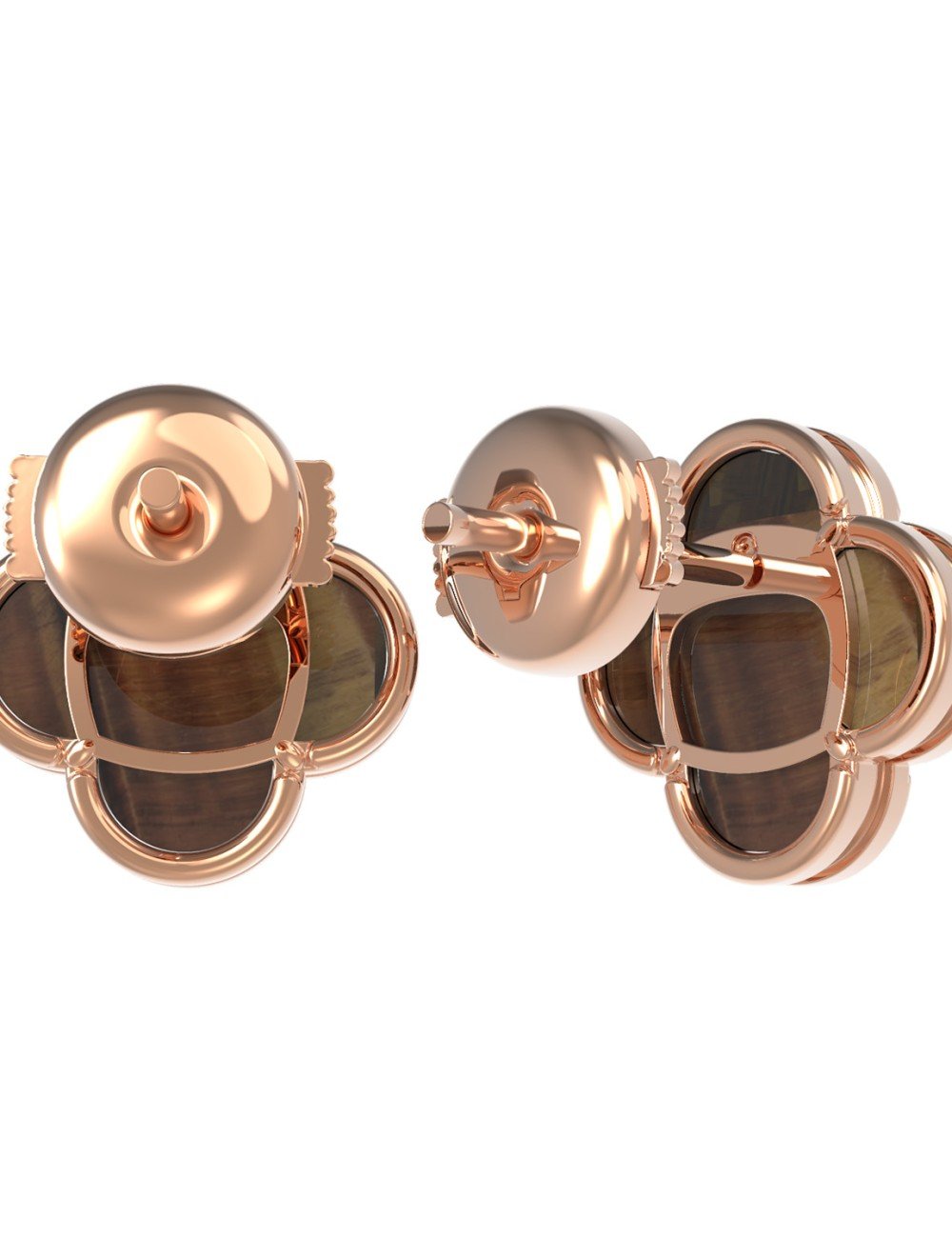 Серьги из золота c тигровым глазом