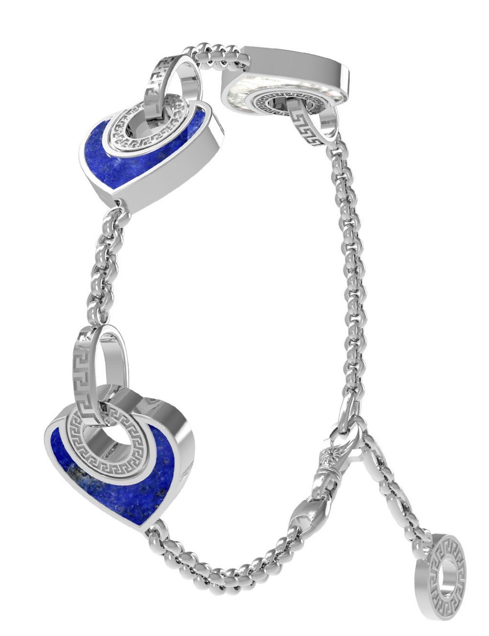 Браслет из белого золота c лазуритом и перламутром