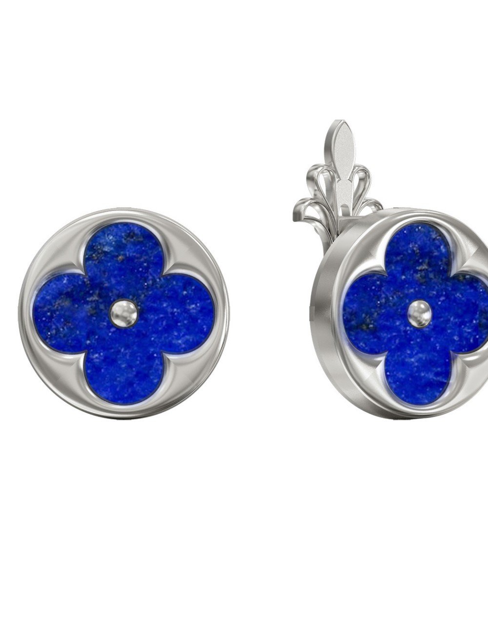 Серьги из белого золота c лазуритом