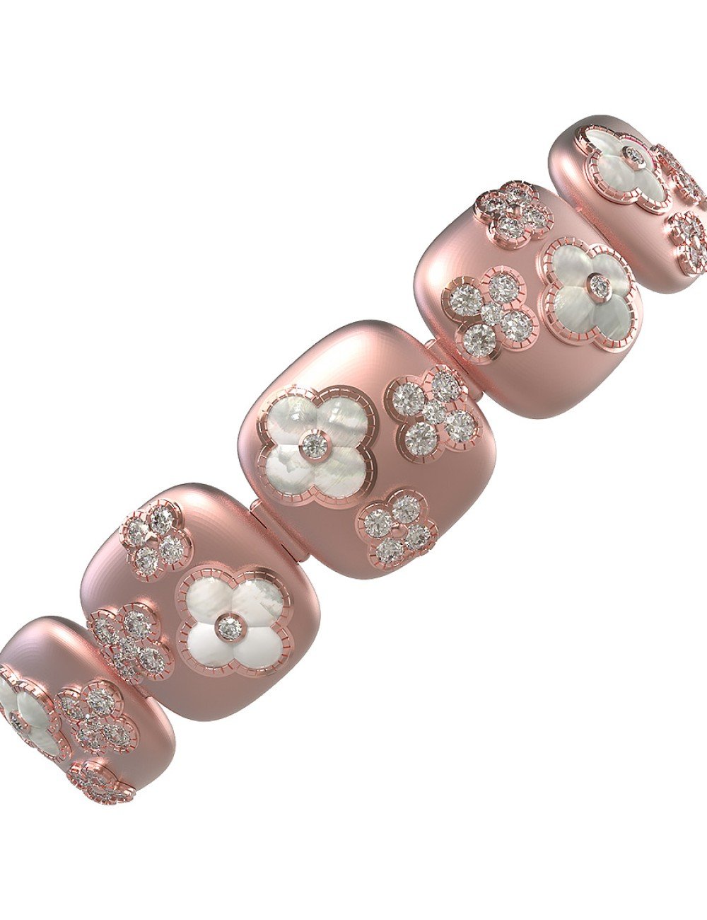 Браслет из розового золота c бриллиантами и перламутром