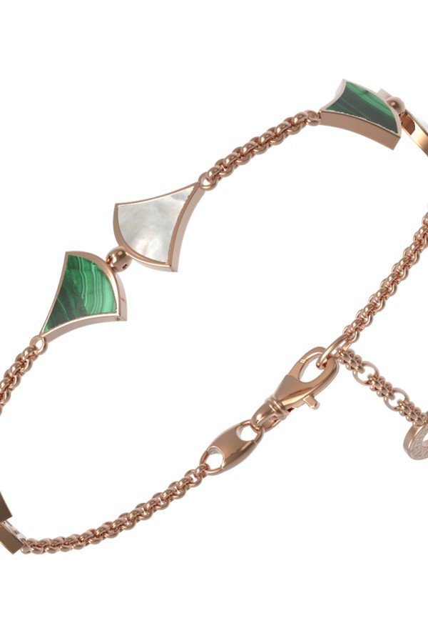 Браслет из золота c малахитом и перламутром