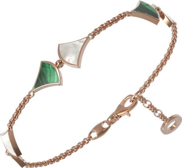 Браслет из золота c малахитом и перламутром