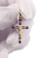 Крест из лимонного золота c лазуритом