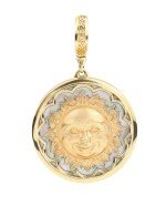 Подвеска из лимонного золота c ониксом и перламутром