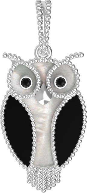 Подвеска из белого золота c эмалью, ониксом и перламутром