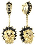 Серьги из лимонного золота c эмалью и ониксом