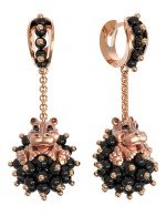 Серьги из золота c эмалью и ониксом