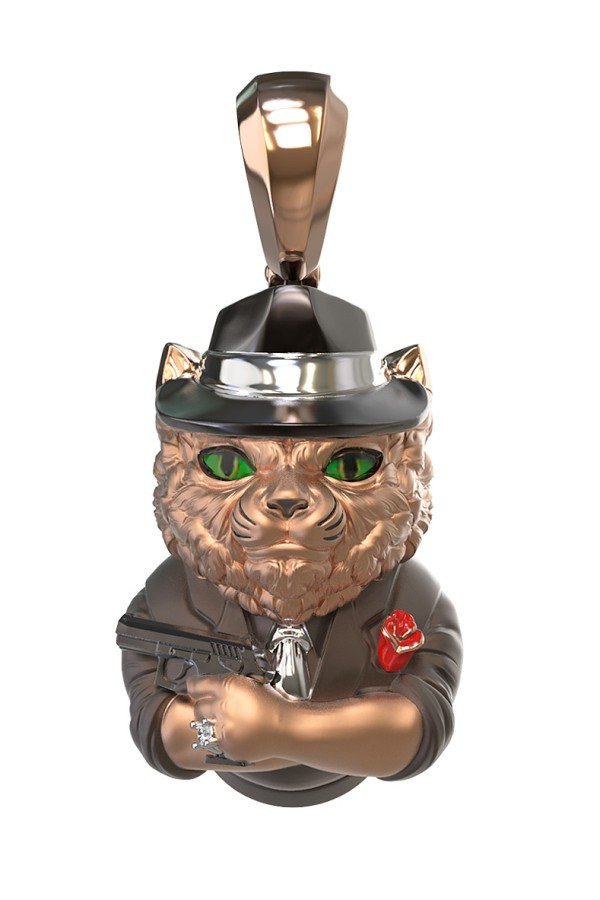 Подвеска из золота c эмалью, бриллиантами и рубином