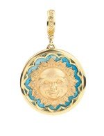 Подвеска из лимонного золота c бирюзой и лазуритом