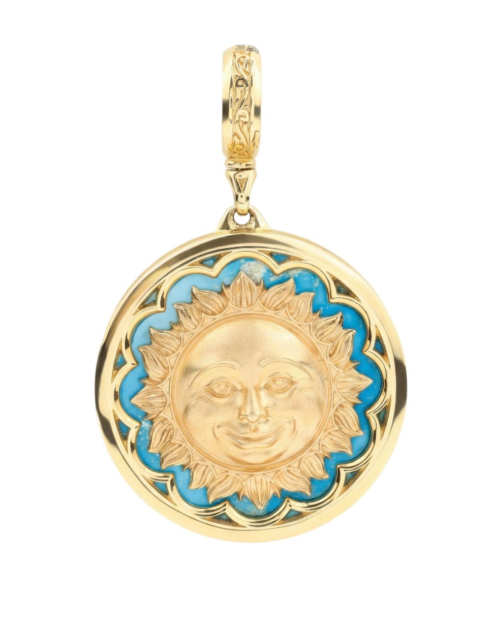 Подвеска из лимонного золота c бирюзой и лазуритом