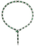 Колье из белого золота c бриллиантами и малахитом