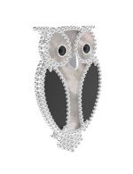 Брошь из белого золота c эмалью, ониксом и перламутром