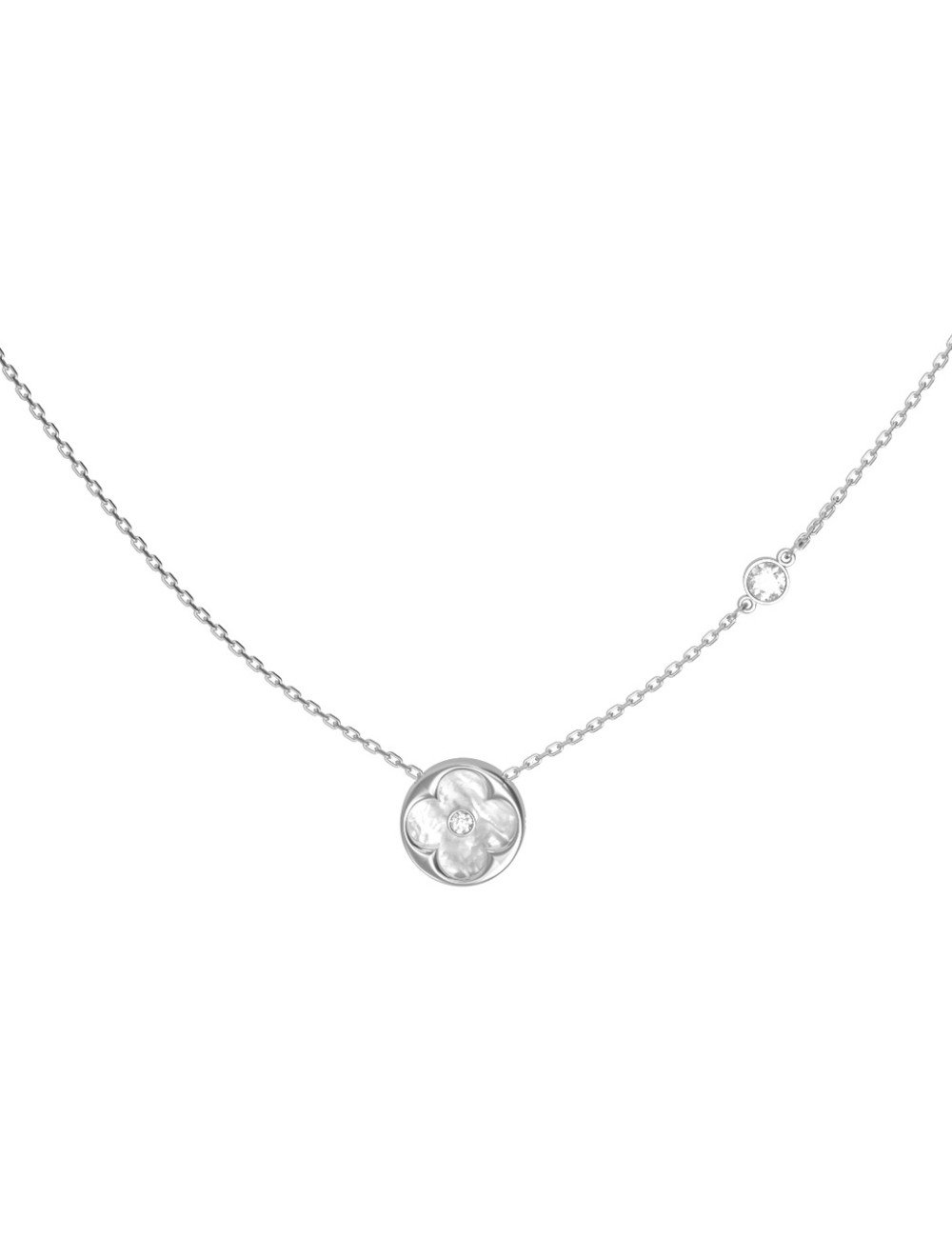 Колье из белого золота c бриллиантами и перламутром