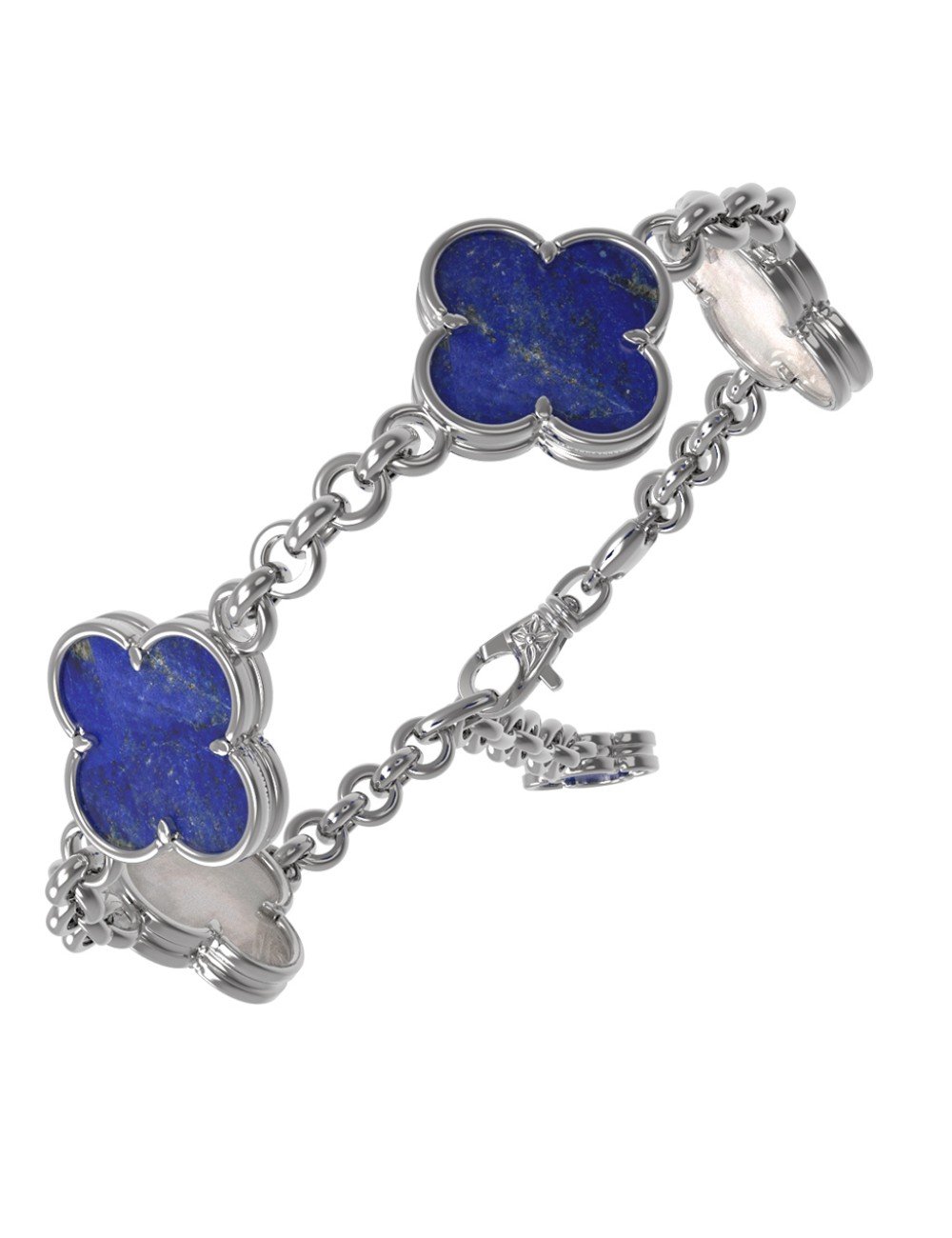 Браслет из белого золота c лазуритом и перламутром