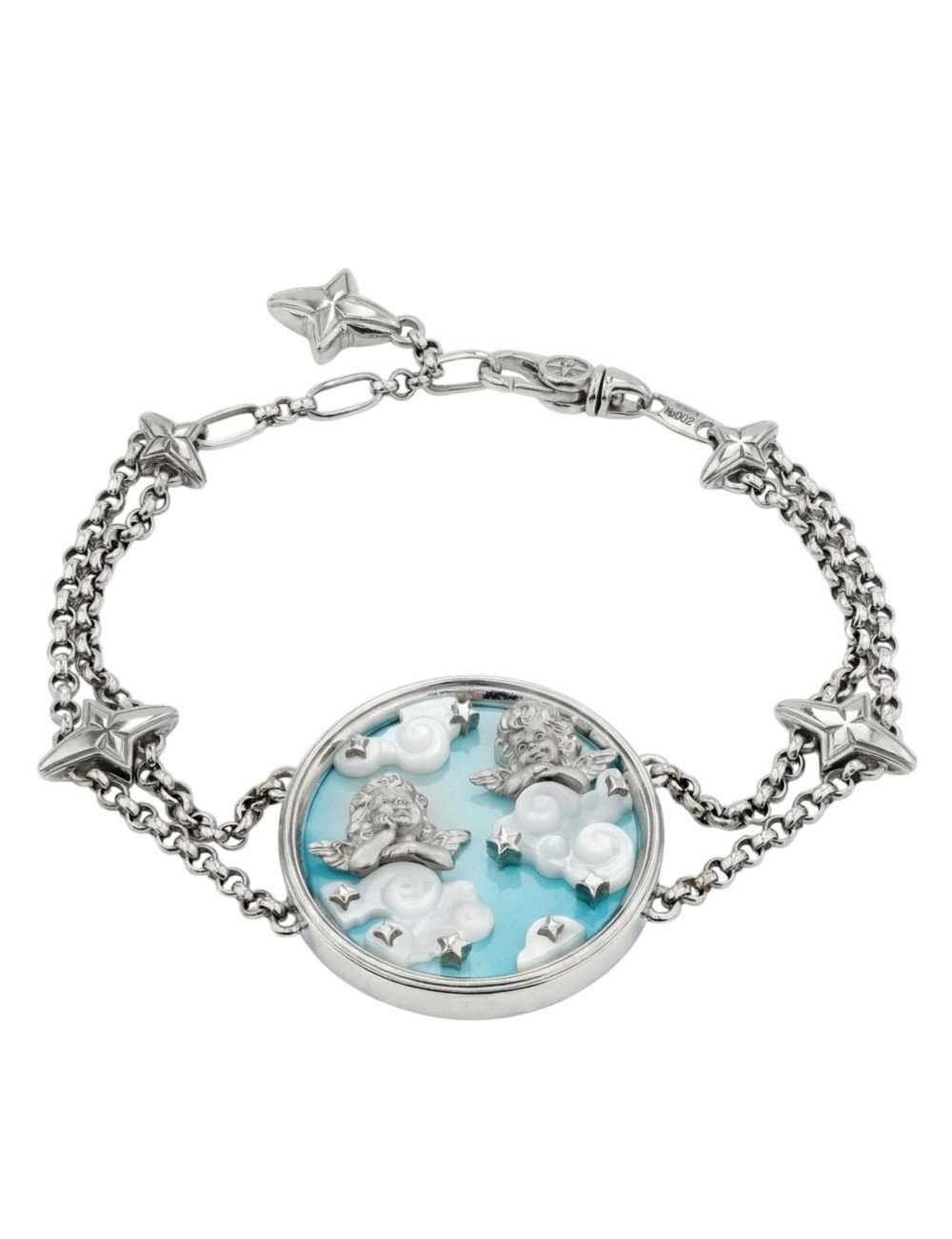 Браслет из белого золота c бирюзой и перламутром