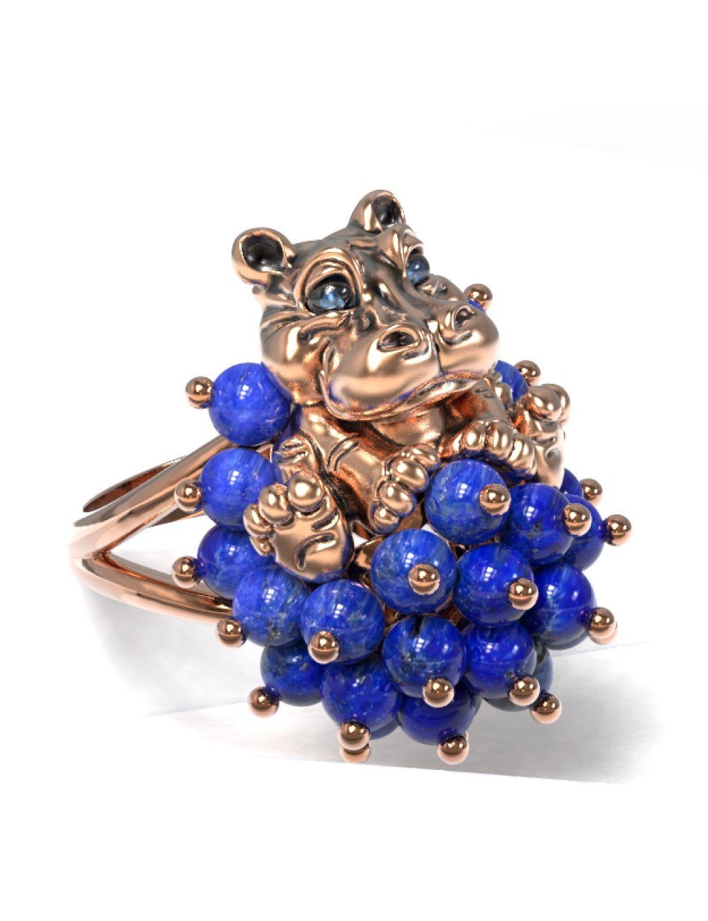 Кольцо из золота c эмалью и лазуритом