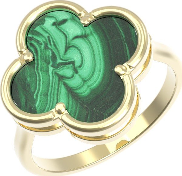 Кольцо из лимонного золота c малахитом