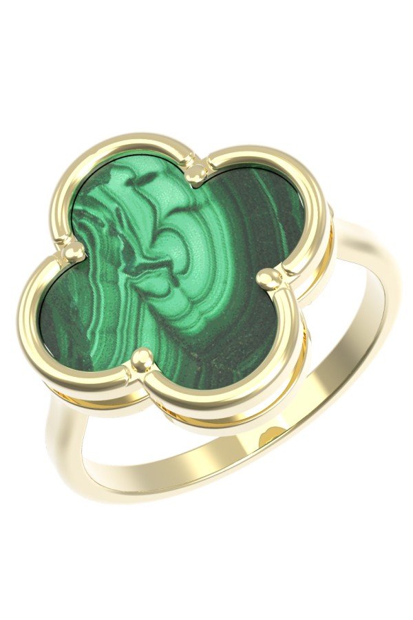 Кольцо из лимонного золота c малахитом