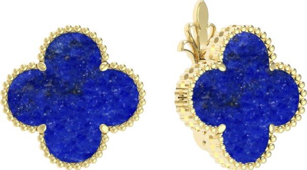 Серьги из лимонного золота c лазуритом