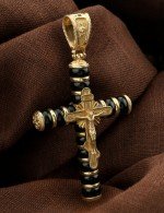 Крест из лимонного золота c ониксом