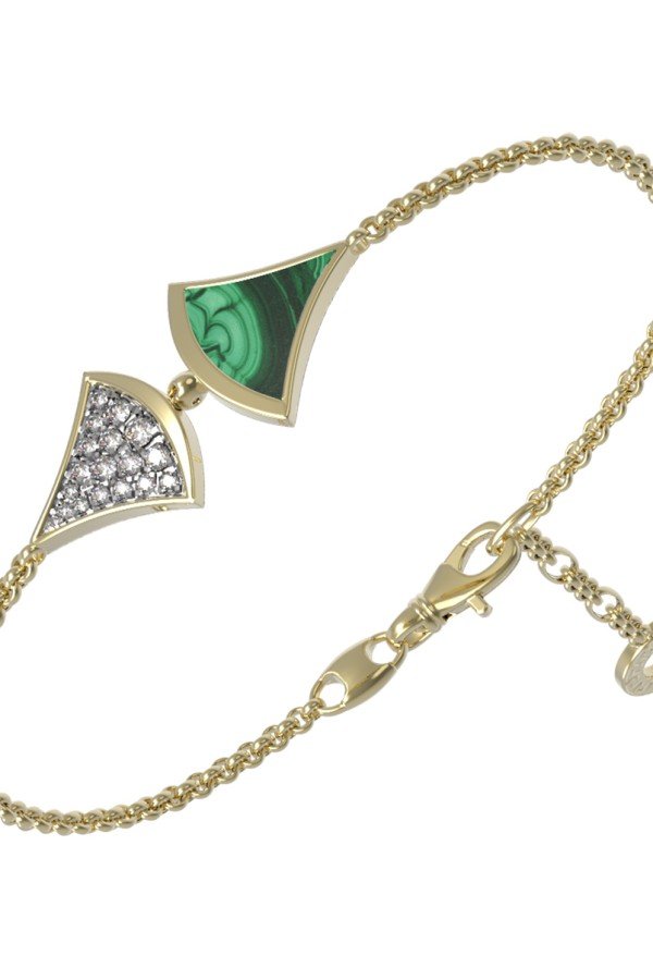 Браслет из лимонного золота c бриллиантами и малахитом