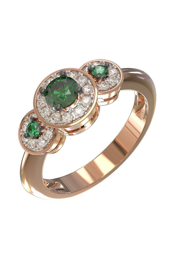 Кольцо из золота c бриллиантами и изумрудом