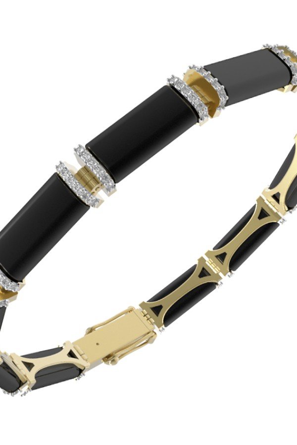 Браслет из лимонного золота c бриллиантами и ониксом