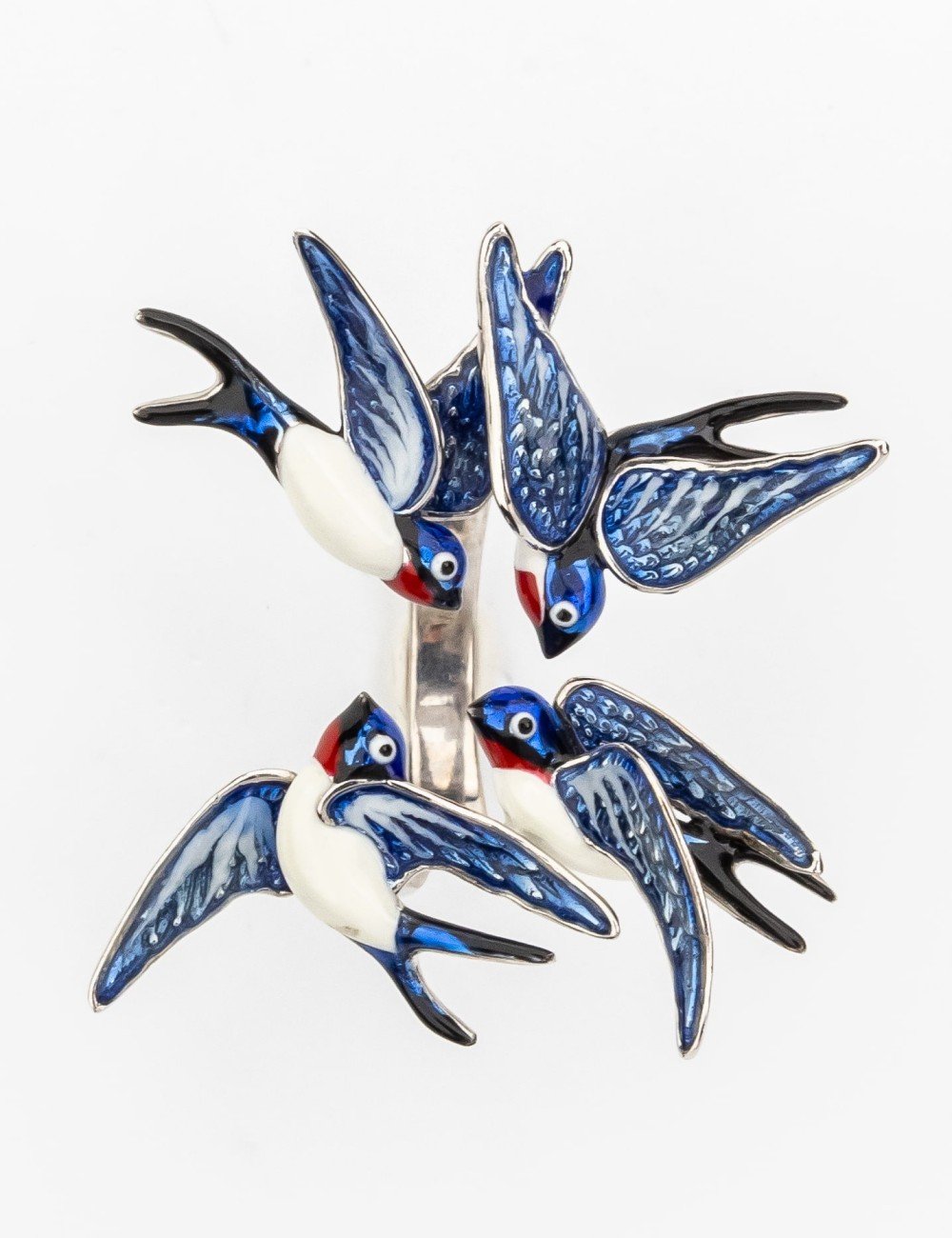 Кольцо из белого золота c эмалью