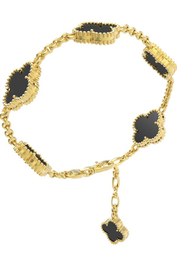 Браслет из лимонного золота c ониксом