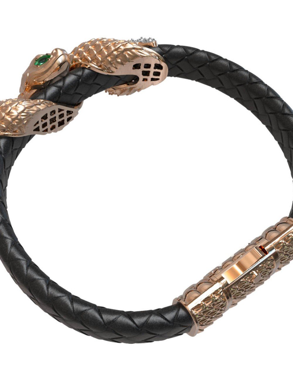 Браслет из золота c бриллиантами, изумрудом и шнурком