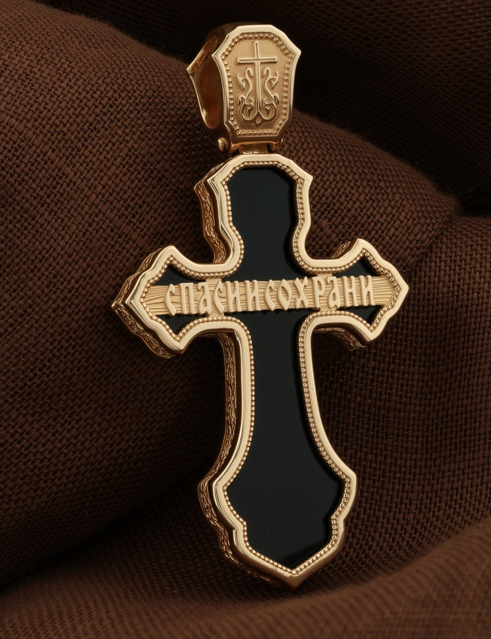 Крест из золота c ониксом