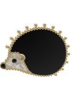 Брошь из лимонного золота c эмалью, ониксом и перламутром