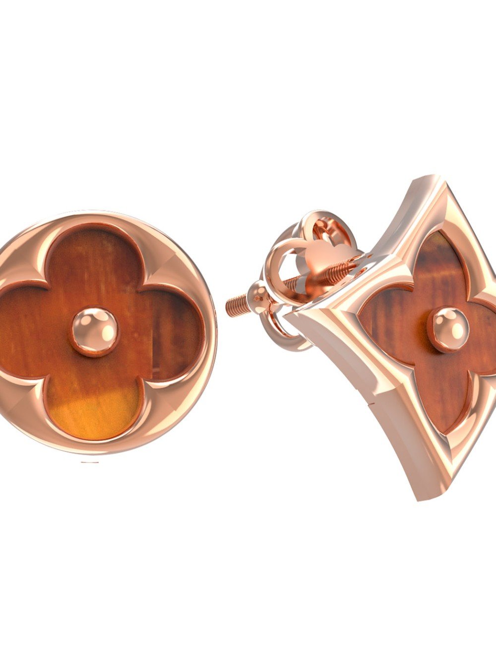 Серьги из золота c тигровым глазом