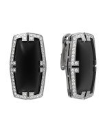 Серьги из белого золота c бриллиантами, рубином и ониксом