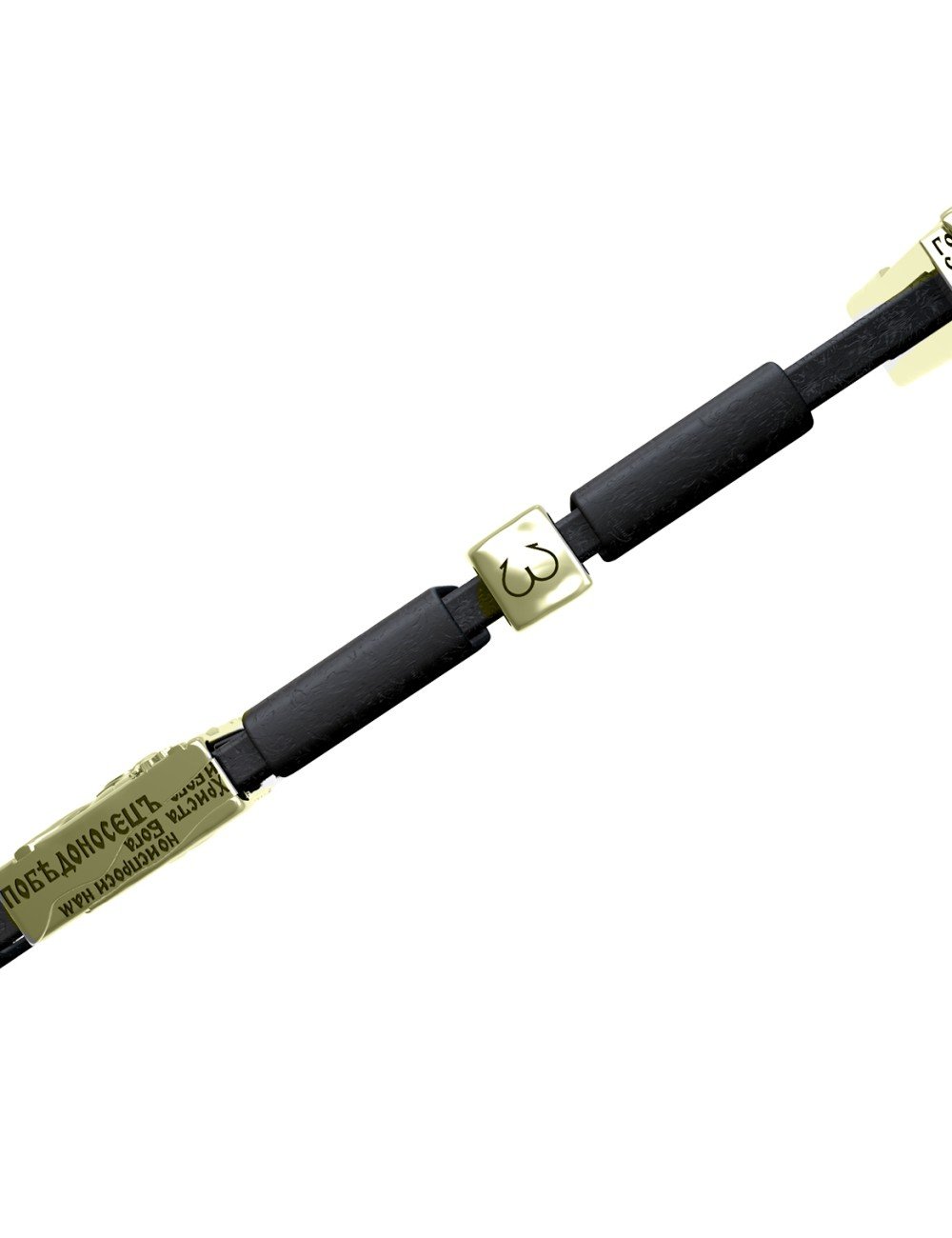 Браслет из зелёного золота c кожаным шнурком