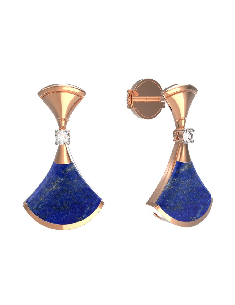 Серьги из золота c бриллиантами и лазуритом