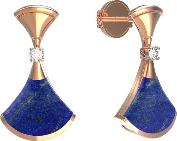 Серьги из золота c бриллиантами и лазуритом