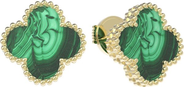 Серьги из лимонного золота c малахитом