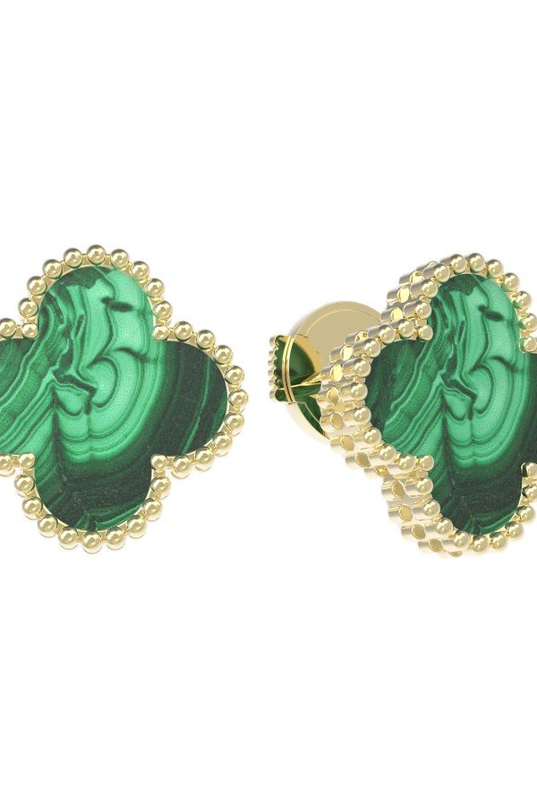 Серьги из лимонного золота c малахитом