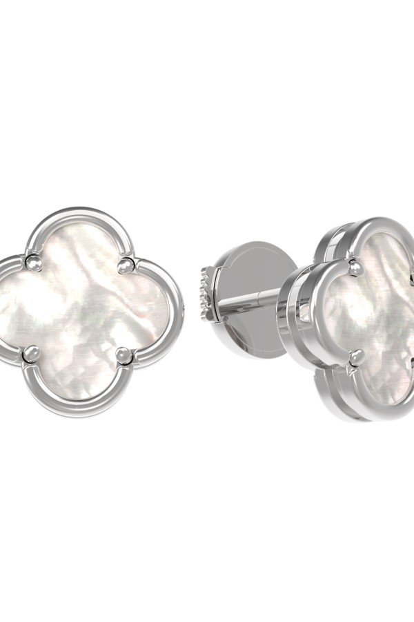 Серьги из белого золота c перламутром