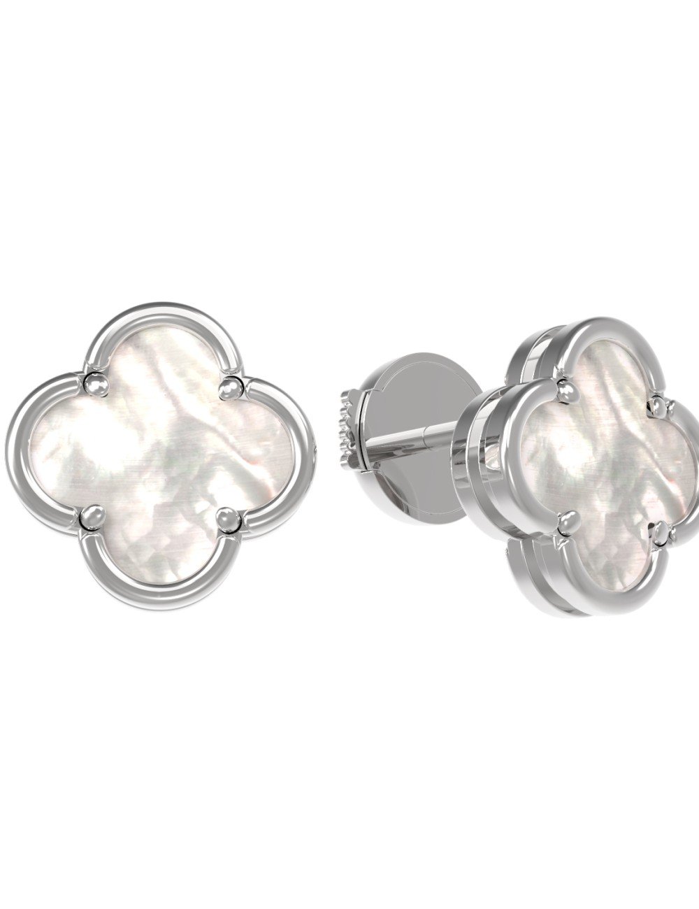 Серьги из белого золота c перламутром