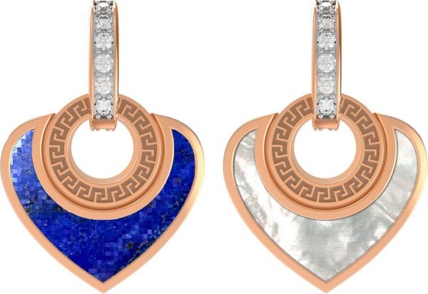 Подвеска из золота c фианитом, лазуритом и перламутром