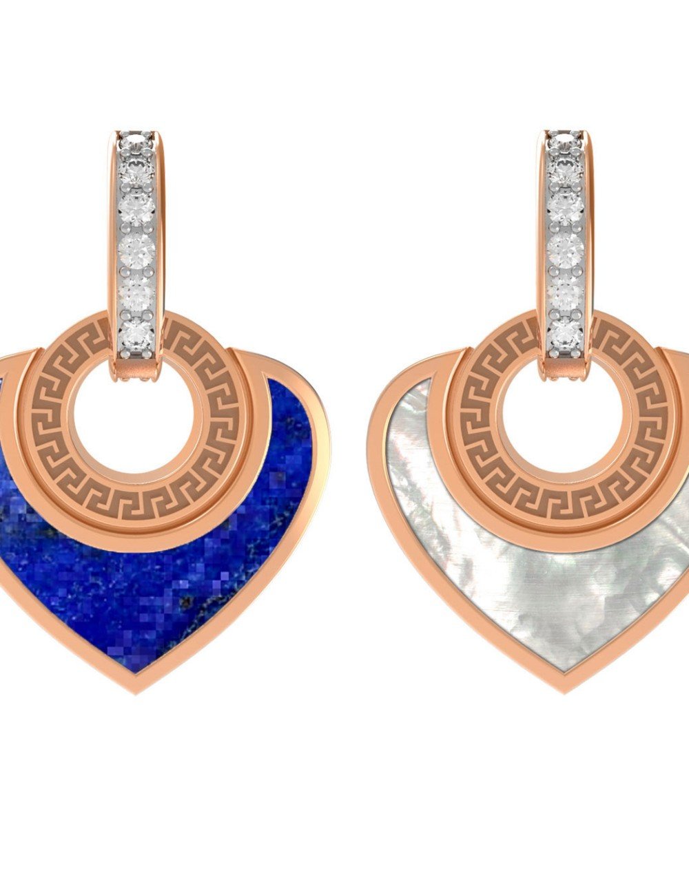 Подвеска из золота c фианитом, лазуритом и перламутром