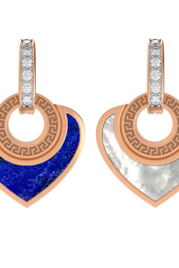 Подвеска из золота c фианитом, лазуритом и перламутром