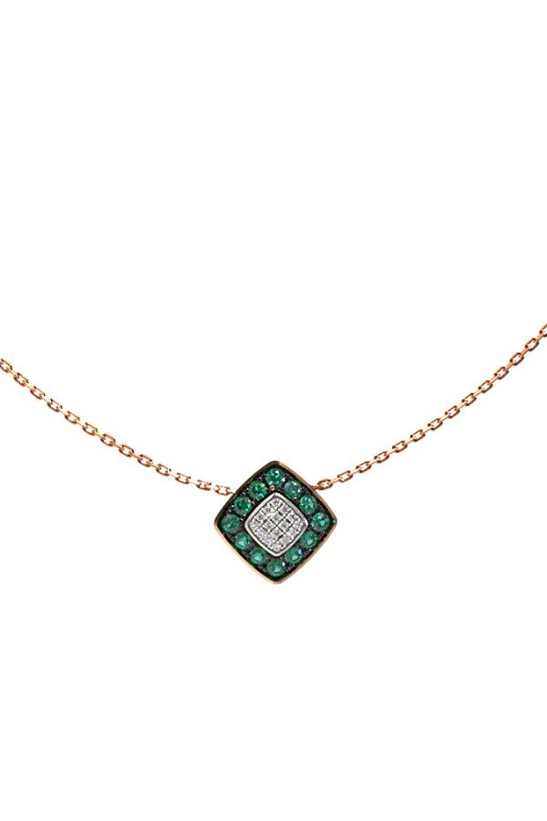 Колье из золота c бриллиантами и изумрудом