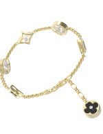 Браслет из лимонного золота c бриллиантами, ониксом и перламутром