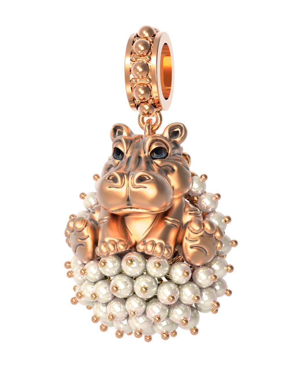 Подвеска из золота c эмалью и жемчугом